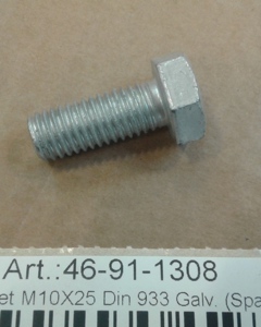 Hexagon head screw M 10x 25 DIN 933 galv.